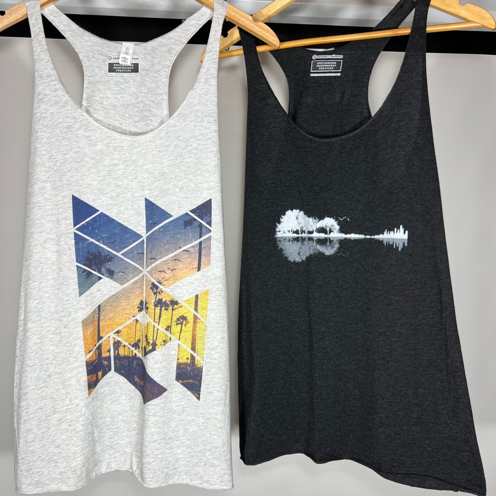 Design By Humans Graphic Tank Tops (Lot of Two)